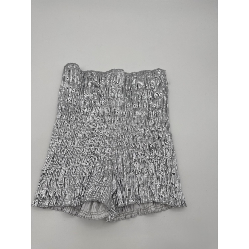 Vintage Malco Modes Silver Metallic Smocked Ruffle Bloomers Shorts N25 Large